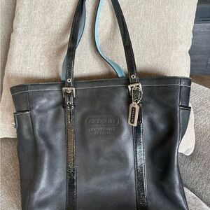 Black leather tote